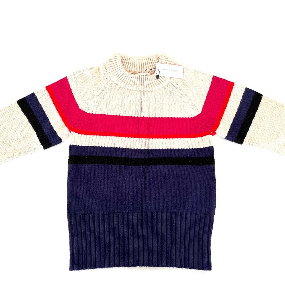 Sugar Lips Haven Multi Striped Crewneck Pullover Sweater Women's S NEW NWT